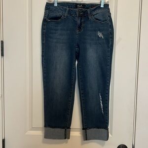 Earl Jeans Straight Cuff Medium Wash Distressed Jeans Women’s Size 6